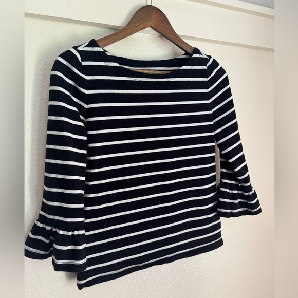 Broome Street Kate Spade Women’s S Black White Striped Ruffle Sleeve Top - Picture 5 of 10